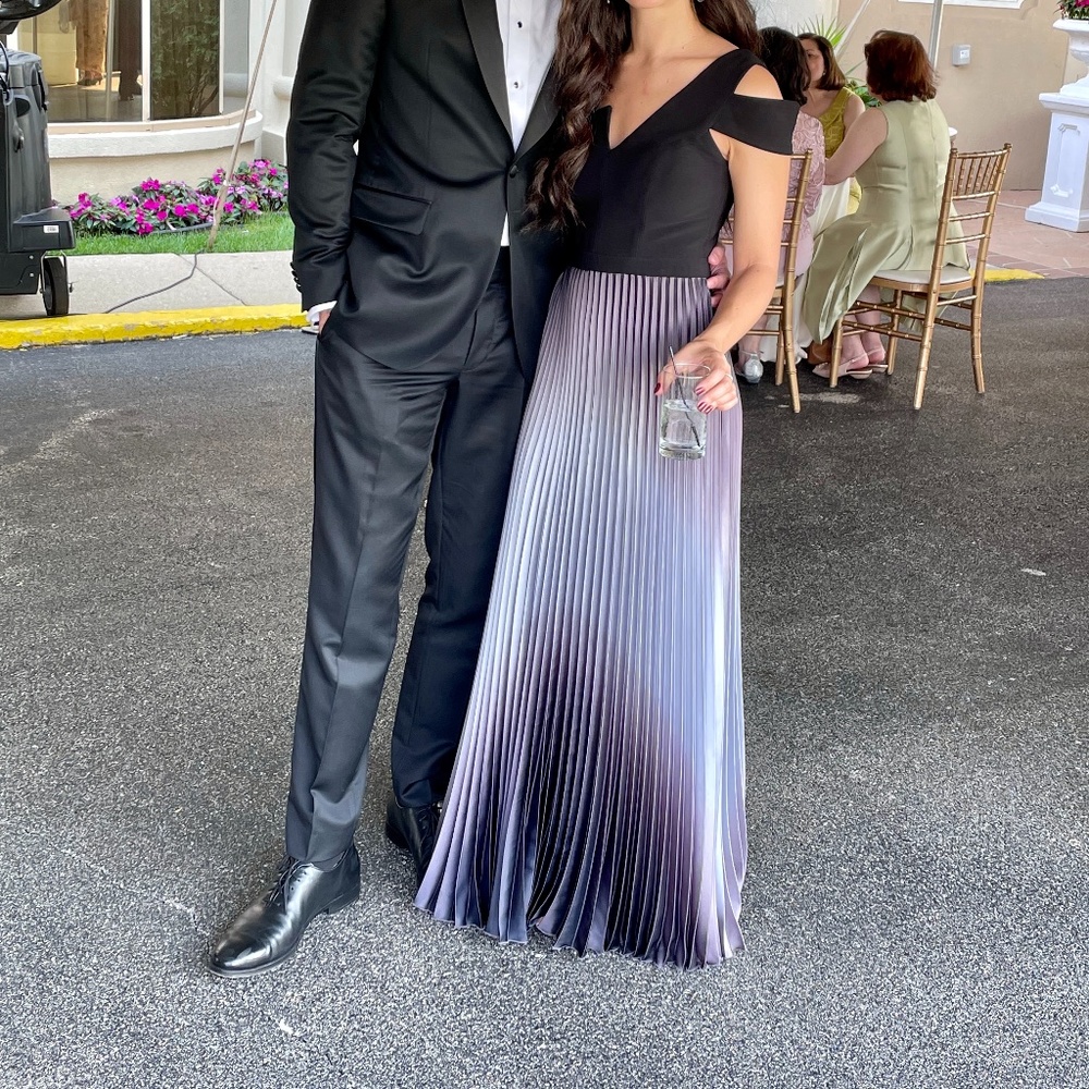 Aqua Ombre Pleated Gown